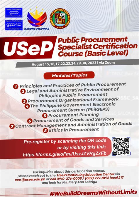 usep courses|USeP – Public Procurement Specialist Certification Course (Basic .